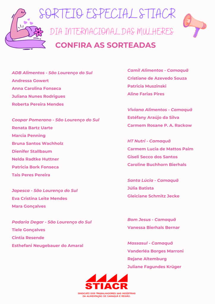 STIACR – Sorteio Especial das Mulheres